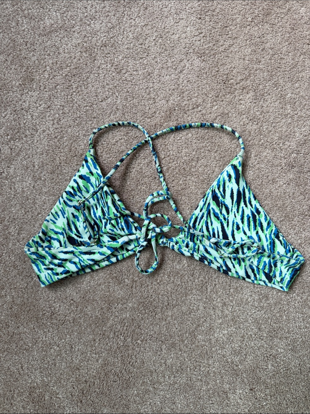 Skatie Women’s Green Blue Print Tie-Back Bikini Set - Picture 4 of 8